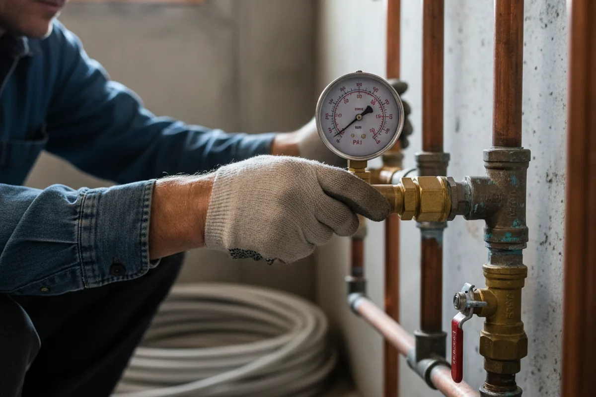 Pressure testing a repaired line during Water Line Repair in Courtland